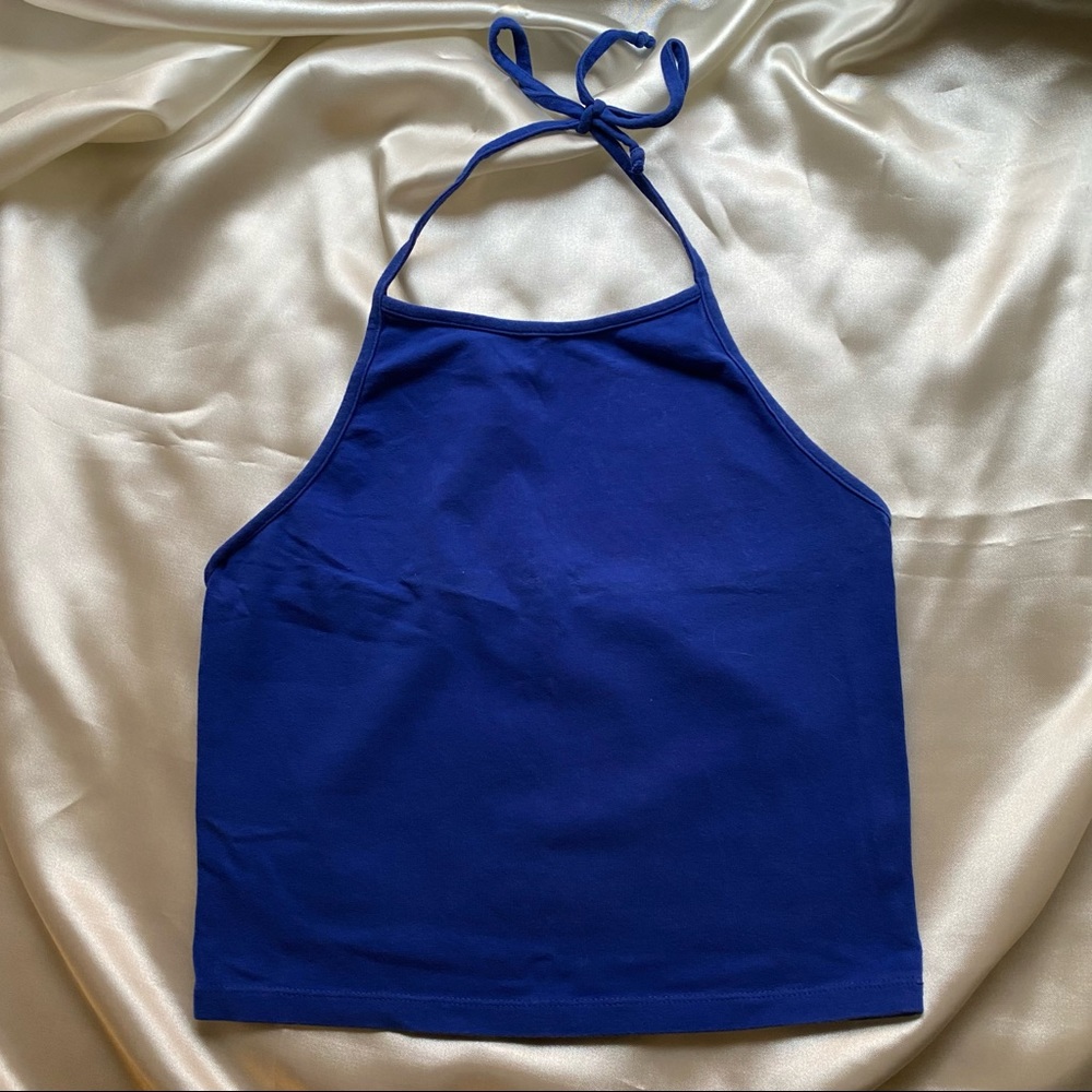 Navy Blue Halter Top cropped